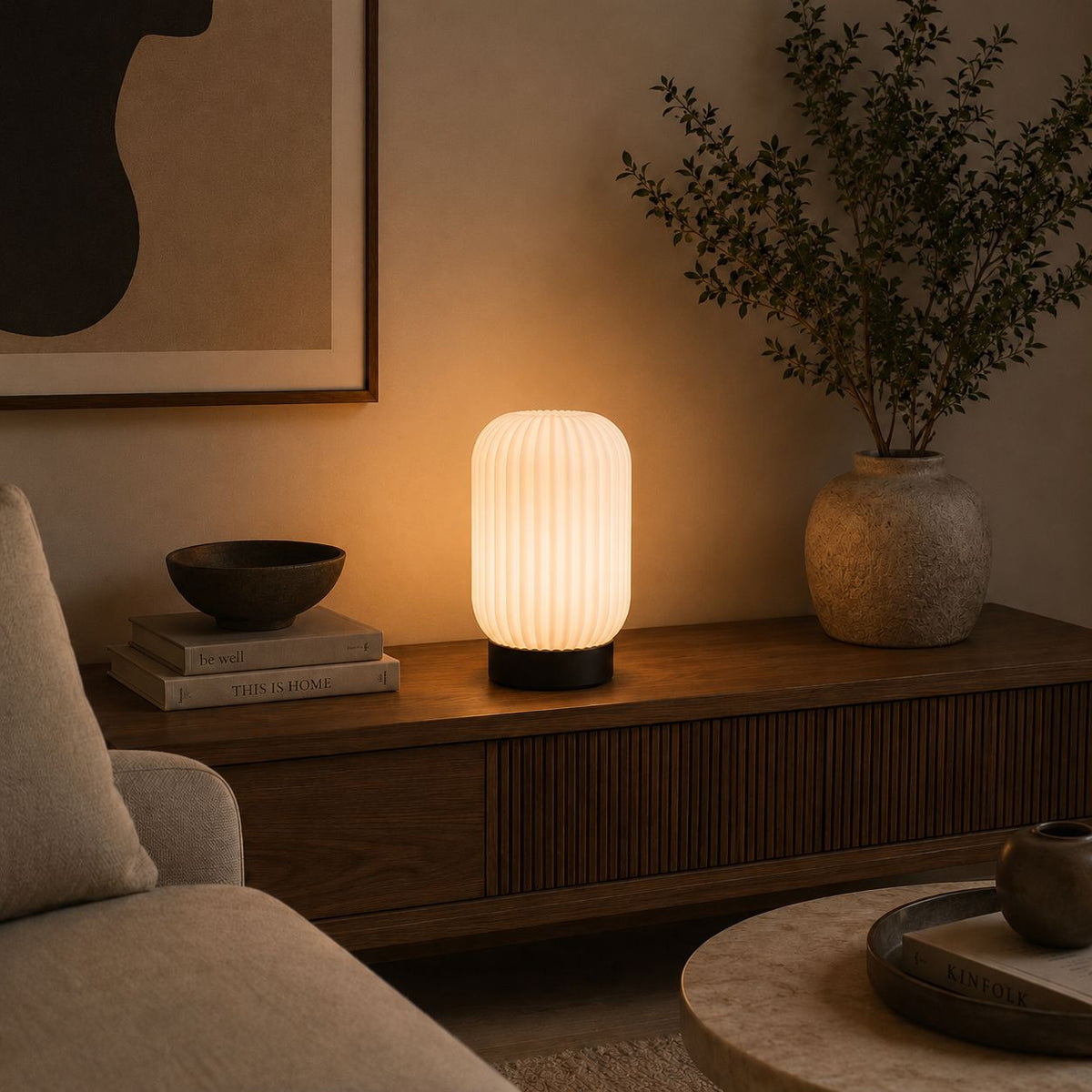 Ribbed Nightstand Lamp