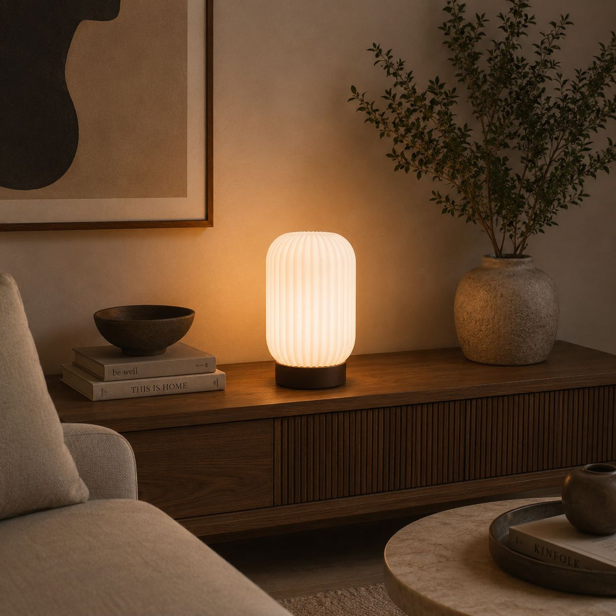 Ribbed Nightstand Lamp